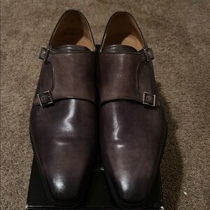 Magnanni Men's Double Monk Strap Oxfords - Dark Brown